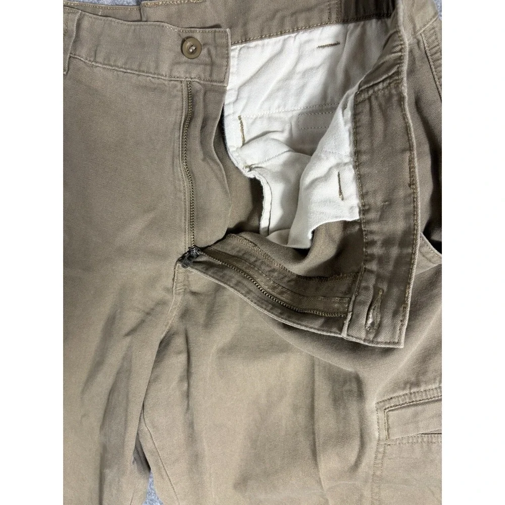 LL Bean Pants Mens 35 Brown Cotton Chino Cargo Flat Front Mid Rise Slash Pockets